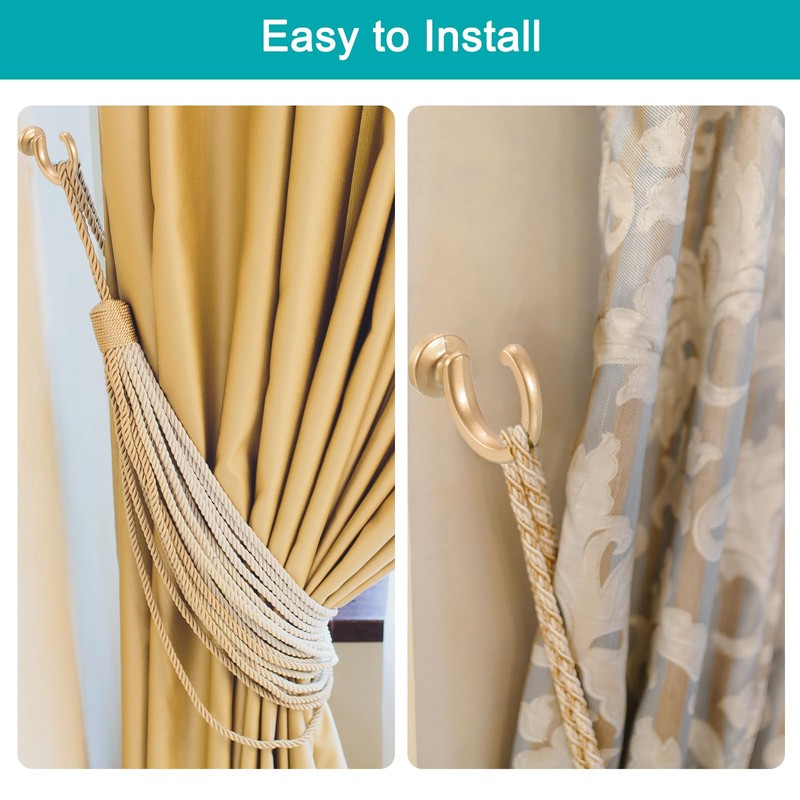 sourcing map 2Pcs Curtain Holdback, Aluminum Alloy Wall Mounted Curtain