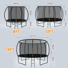 MammyGol Trampoline Ø 244cm with All Parts, Stable Frame Construction, Pumpkin Design, Outdoor Trampoline with Enclosure Net for Family