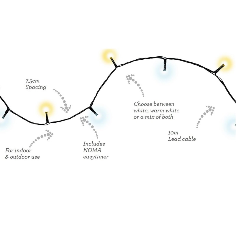 NOMA Duo Bulb String Lights, 200 Warm White LED's, 24.9