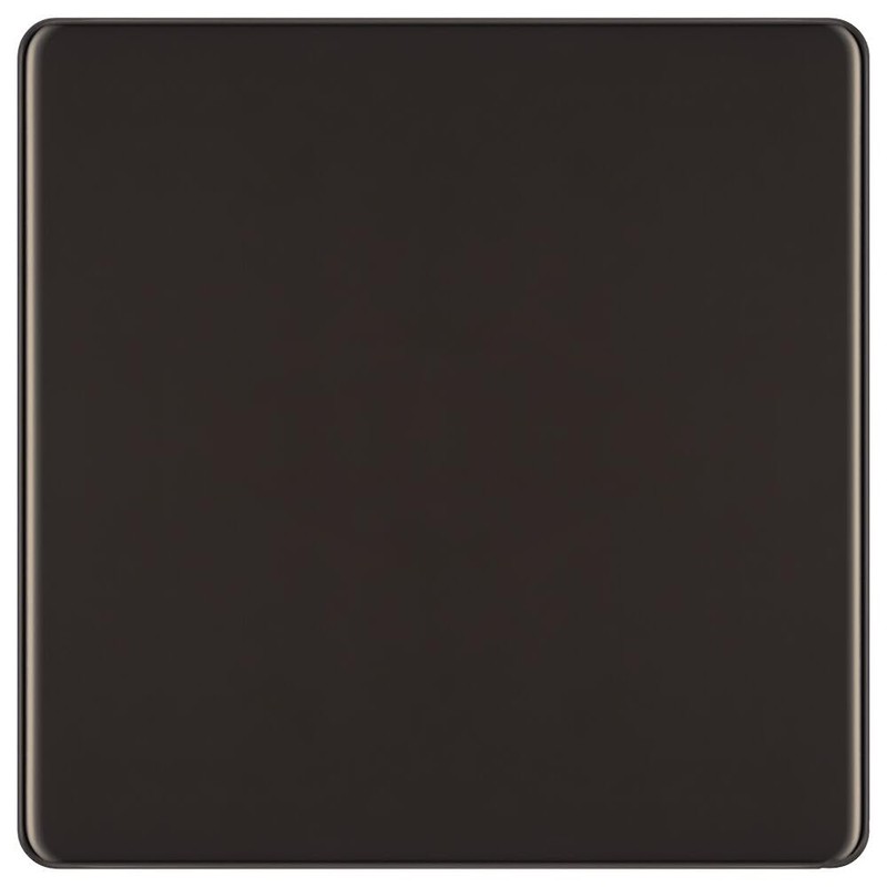 BG Electrical Screwless Single Blank Flat Plate, Black Nickel, FBN94-01