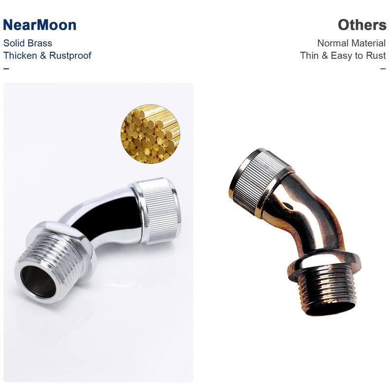 NearMoon Shower Elbow Adapter for Shower Head, Solid Brass 45°G1/2
