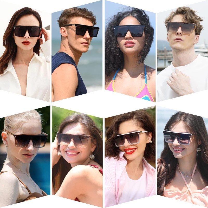 Dollger Square Oversized Sunglasses for Women Men Trendy Flat Top