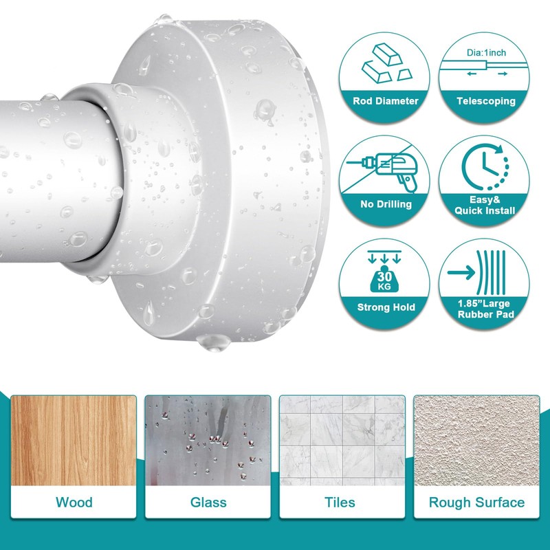 YNL Tension Curtain Rod 34-66 inches-Never Rust, Non-Slip, No Drill