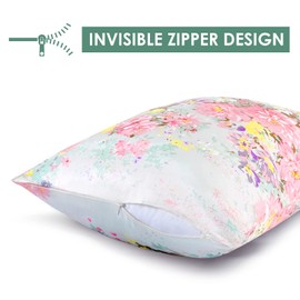 OLESILK 100% Mulberry Silk-Pillowcase for Hair and Skin, Standard Size Silk-Pillow-Cases with Hidden Zipper, Both Side Soft Breathable Silk, Letter C, 1 Pack