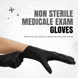 Black Nitrile Disposable Gloves, 100 Count, Latex-Free, Powder-Free Rubber Gloves, Strong and Puncture-Resistant Gloves For Men and Women (X-Large, 100)