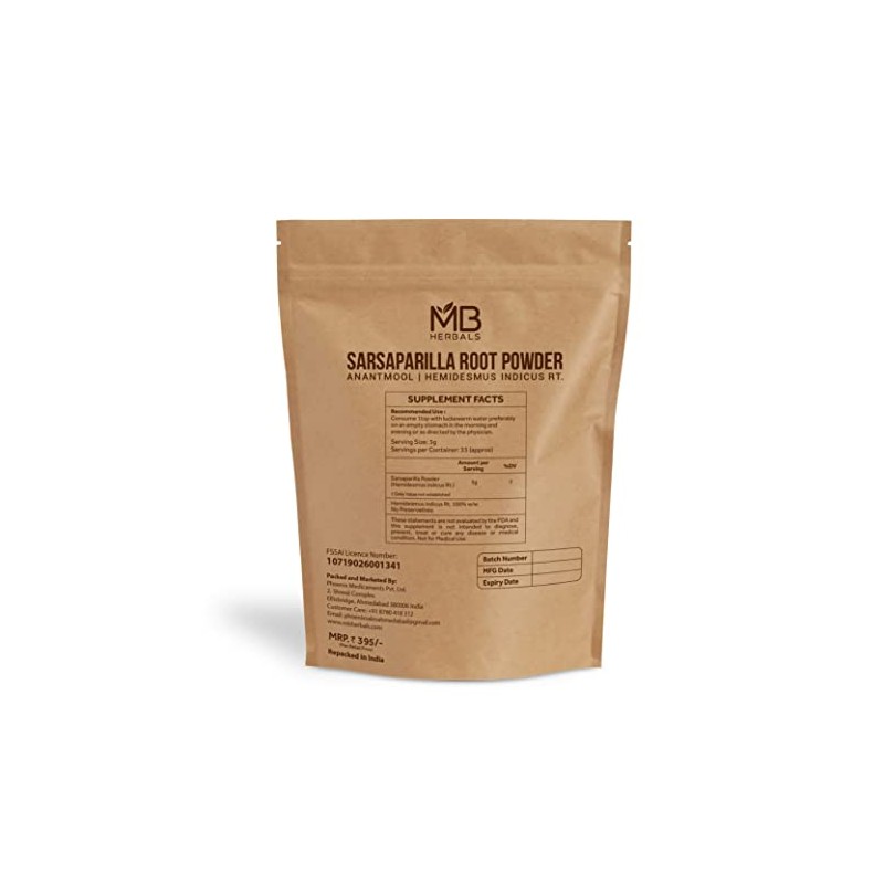 MB Herbals Sarsaparilla Root Powder 100 Gram (3.5 oz) |