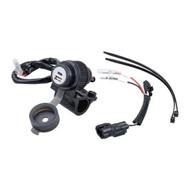 Kijima 304-6307 Motorcycle Parts, USB Power Supply Port Kit, Type-A/Type-C Twin Ports, Supports Rapid Charging (QC3/PD) Compatible with DC12V-24V, 18W, Clamp Included