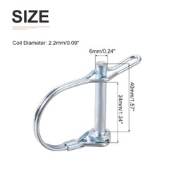 DTGN 6mm x 40mm (DXL) Shaft Locking Pin - 3Pack - Good for Farm Trailers Lawn - Carbon Steel Round Trailer Coupler Pin W/Ear - Silver Tone