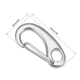 sourcing map Spring Gate Snap Hook 50mm/1.96", 304 Stainless Steel, for DIY Crafts Keychains, Pack of 2