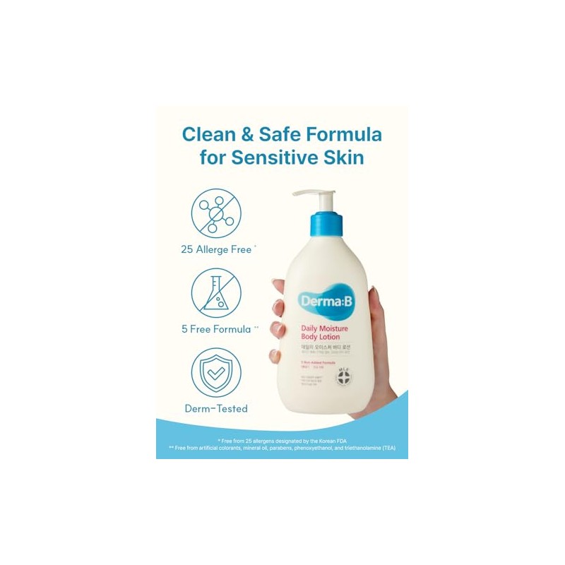 Derma B Loción corporal diaria de humedad 400 ml