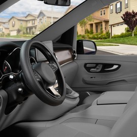 SEG Direct Black Car Steering Wheel Cover Medium Size 14.5-15 inch (37-39 cm), Breathable Microfiber Leather