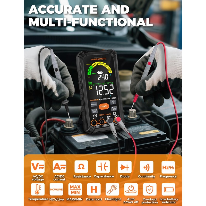 Smart Digital Multimeter Auto-Ranging,10000 Counts True-RMS