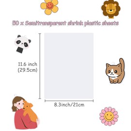 Auihiay 50 Sheets Printable Shrink Plastic Sheets, Shrink Film Paper, Shrink a Dink Paper for Inkjet Printer Kids DIY Art and Heat Shrink Paper for DIY Craft, 8.3 x 11.6 inch / 21 x 29.5 cm