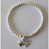 Beautiful Silver Colour Beads Stretchy Bracelet with Two Stars