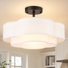 Hamilyeah Scalloped Ceiling Light Fixture with Fabric Shade, 16 inch