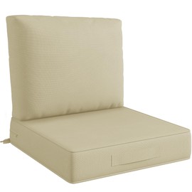 Codi 22x22 Outdoor Seat Cushions, Deep Seats Replacement Chair Cushion for Outside Couch, Sofa, Chairs, Waterproof for Patio Furniture, Beige