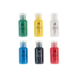 Hello, Artist! Acrylic Paint, Set of 6, Basic Colors, Vibrant, Rich Pigment, Non-Toxic, For Beginner Artists