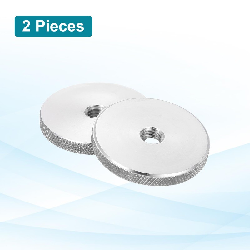 sourcing map 2 Pcs M8 Flat Knurled Thumb Nuts, 304