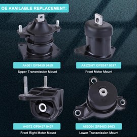Slakerbe 4PCS Engine Motor Mount Set, A4526HY A4572 A65004 A4561 Engine Motor and Transmission Mount fit for Acura TL 3.5L 3.7L 2009 2010 2011 2012 2013 2014 Automatic Transmission