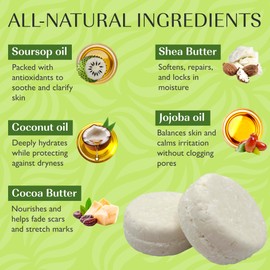 Shampoo Bar Soursop Oil for Dry, Thinning Hair | For Hair Growth, Strengthening, Thickening & Volumizing Solid Shampoo for Women | Shea & Cocoa Butter | Free of Parabens & Sulfates | Made in USA