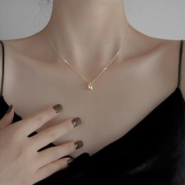 W WEILIRIAN Boho Drop Pendant Necklace Metallic Drop Necklace Chain Gold Minimal Necklace Jewelry for Women and Girls Gifts, Metal