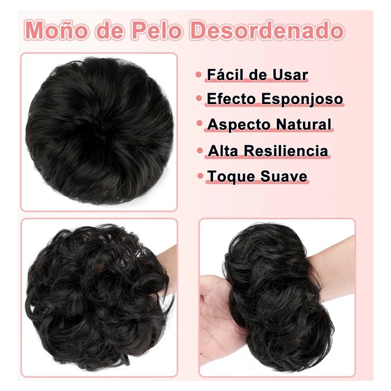 Chongos Postizos Cabello Moño Pelo Desordenado Postizo,2 Pza