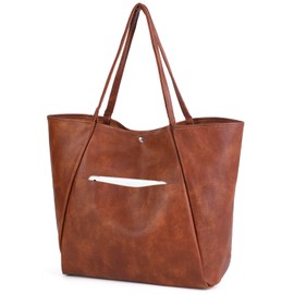 monrich Large Tote Bag for Women Work 25L Travel Vegan Leather Ladies Handbags Weekender Purses Brown