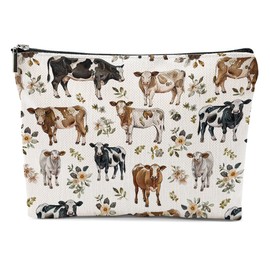 XFN Cow Gifts, Cow Print Stuff Makeup Bag, Cosmetic Bag Travel Pouch, Animal Lovers Friendship Graduation Birthday Gifts for Women Girls Daughter Sisters Bestie Best Friend