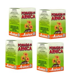 ANAHUAC Pomada de Árnica, Alcanfor y Guayacol, Paquete 4 pzas, 50 g c/u, Alivio Rápido para Golpes, Dolores Musculares y Articulares