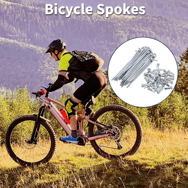 TUCKBOLD Bicycle Spokes Bike Wheel Spokes Silver Tone Nipple 1