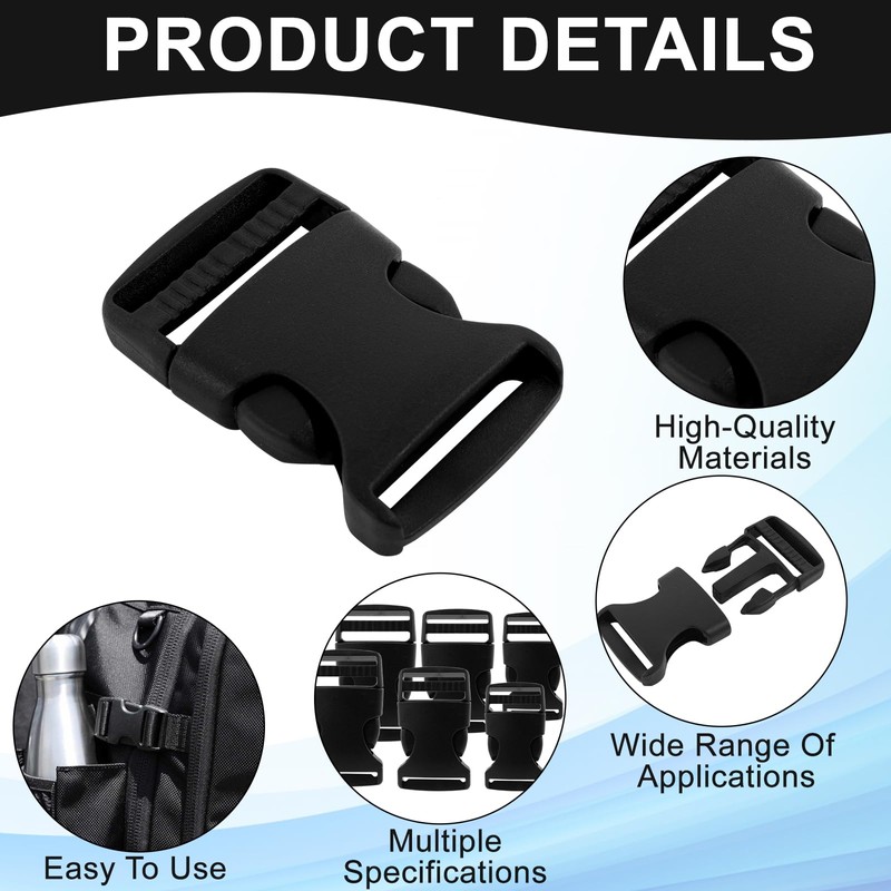 GOWTX 12Pcs Side Release Buckle Set, Plastic Snap Buckle, Rucksack