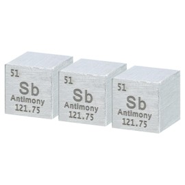 sourcing map 3 Pcs Antimony Cube, 0.39 Inch High Density Metal Element Cube Metal Density Cube for Chemical Elements Collection Science Education Experiment Application, Silver