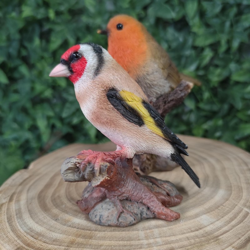 Vivid Arts - British Birds Life Like Robin & Goldfinch