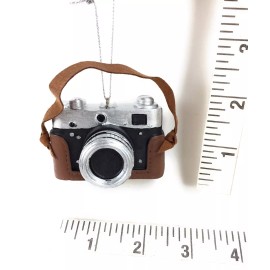 Kurt Adler Classic 35mm Camera Faux Leather Case Ornament