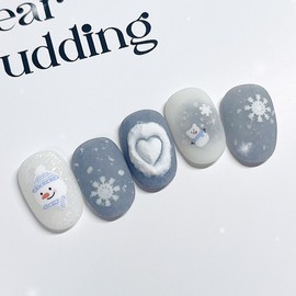 [Handmade Nail Tips] Nail Tips for a Snowy Day - Petit Coffin / [수제네일팁] 눈오는날 네일팁 - 쁘띠코핀