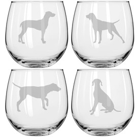 MIP Set of 4 Wine Glass for Red or White Wine Gift German Shorthaired Pointer Collection (16 oz Stemless)