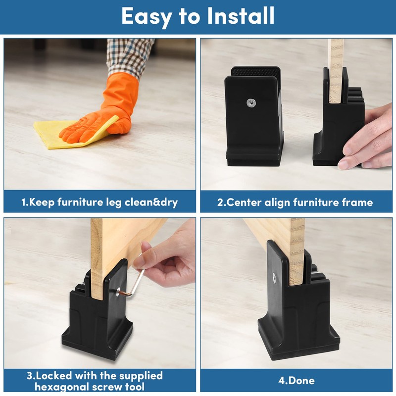 DEDU Bed Risers with Adjustable Screw Clamp, Couch Risers 3