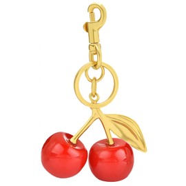nylry Cherry Bag Charms Purse Charms for Handbags Cherry Keychain Cute Cherry Bag Charm Cherry Accessories with Key Ring Clip Christmas Stocking Stuffed Purse Charm Gifts for Women-Gold