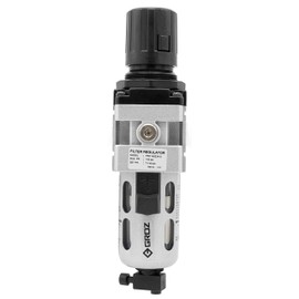 Groz 60353 Filter-Regulator Combination with Polycarbonate Bowl, Semi Automatic Drain, Intermediate - 3/8" NPT