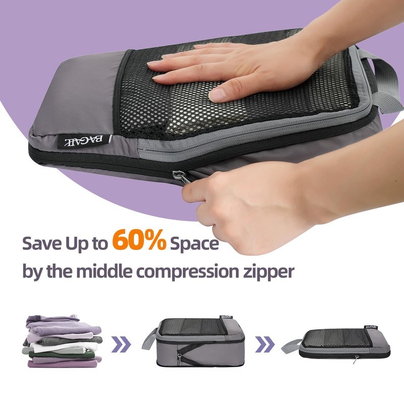 BAGAIL 4 Set/6 Set Compression Packing Cubes Travel Accessories Expandable