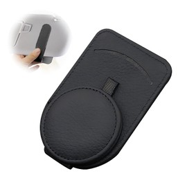 ZEACCT Magnetic Leather Sunglass Holder, Car Visor Sunglass Holder Car Eyeglass Hanger Clip, Car Sunglasses Holder Universal Ticket Card Clip Accessories for Men & Women, Black