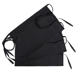GWHOLE Schürze Kochschürze Bistroschürze Halbschürze 62,5 x 44,5 cm Schwarz