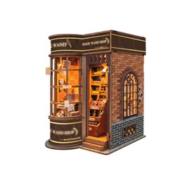 CUTEROOM Book Nook Kit for Adults, 3D Wooden Puzzle DIY Miniature Dollhouse BookNook Kit with LED Lighting, Small House Construction Kit as Bookshelf Insert