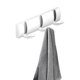 Coat Rack Wall Mounted with 3 Retractable Hooks, Heavy Duty Aluminum Coat Hook Towel Rack Coat Hanger for Coat Hat Towel Purse Robes Keys - White