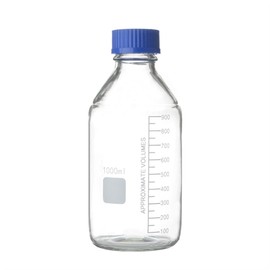 Deschem 1000ml,Lab Glass Reagent Bottle,Screw Cap,1L Blue Lid Flask,Transparent,Graduation 800ml