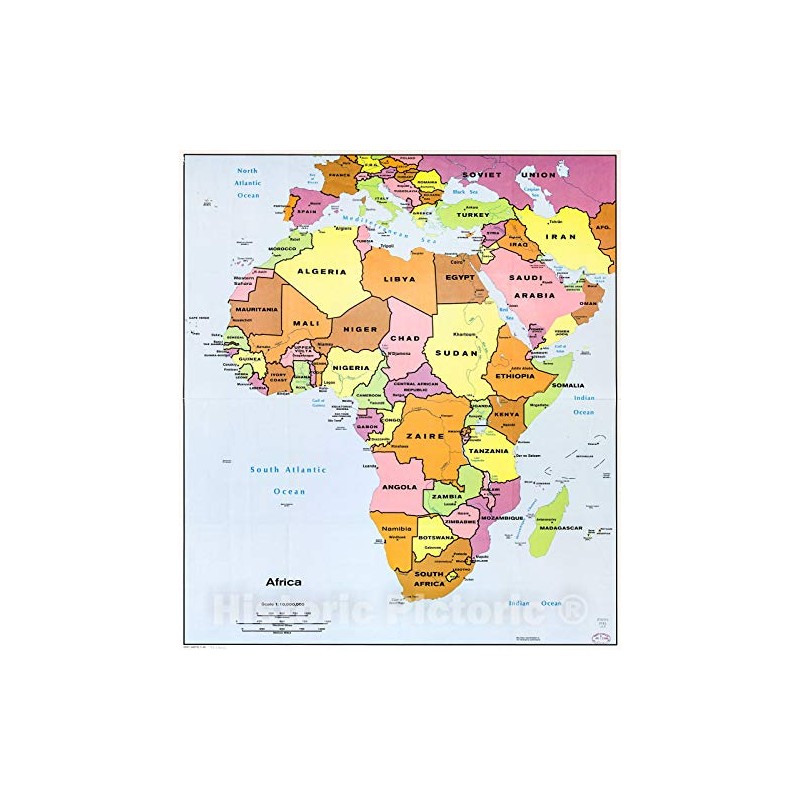 Historic 1982 Wall Map - Africa. 22in x 24in