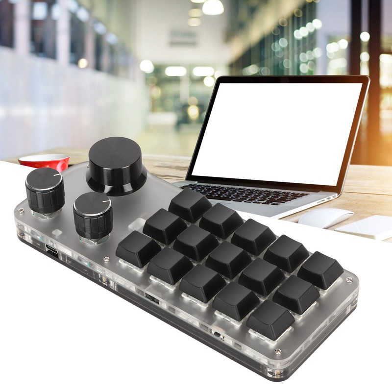 Programmable Keyboard 3 Knobs 15 Keys Portable RGB Bluetooth DIY