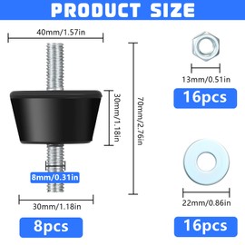 YOUNGSAY Pack of 8 Air Conditioning Shock Absorbers, Rubber Buffers, Air Conditioning M8, Non-Slip Rubber Bearing Shock Absorber for Air Conditioners and Engines (40 x 30 mm)