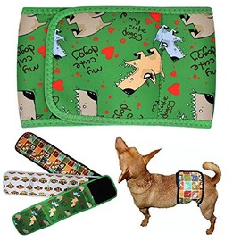 Dog Diaper for Male Belly Band Neoprene Reusable Washable for Small and Big Large Dogs Puppy (Green Dog, XXL: Waist 21" - 25")