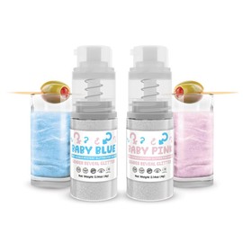 Brew Glitter - Baby Gender Reveal Color Changing Edible Drink Glitter Mini Pump Set (4g, 2X Pumps) for Clear Cocktails, Mocktails and Other Beverages!